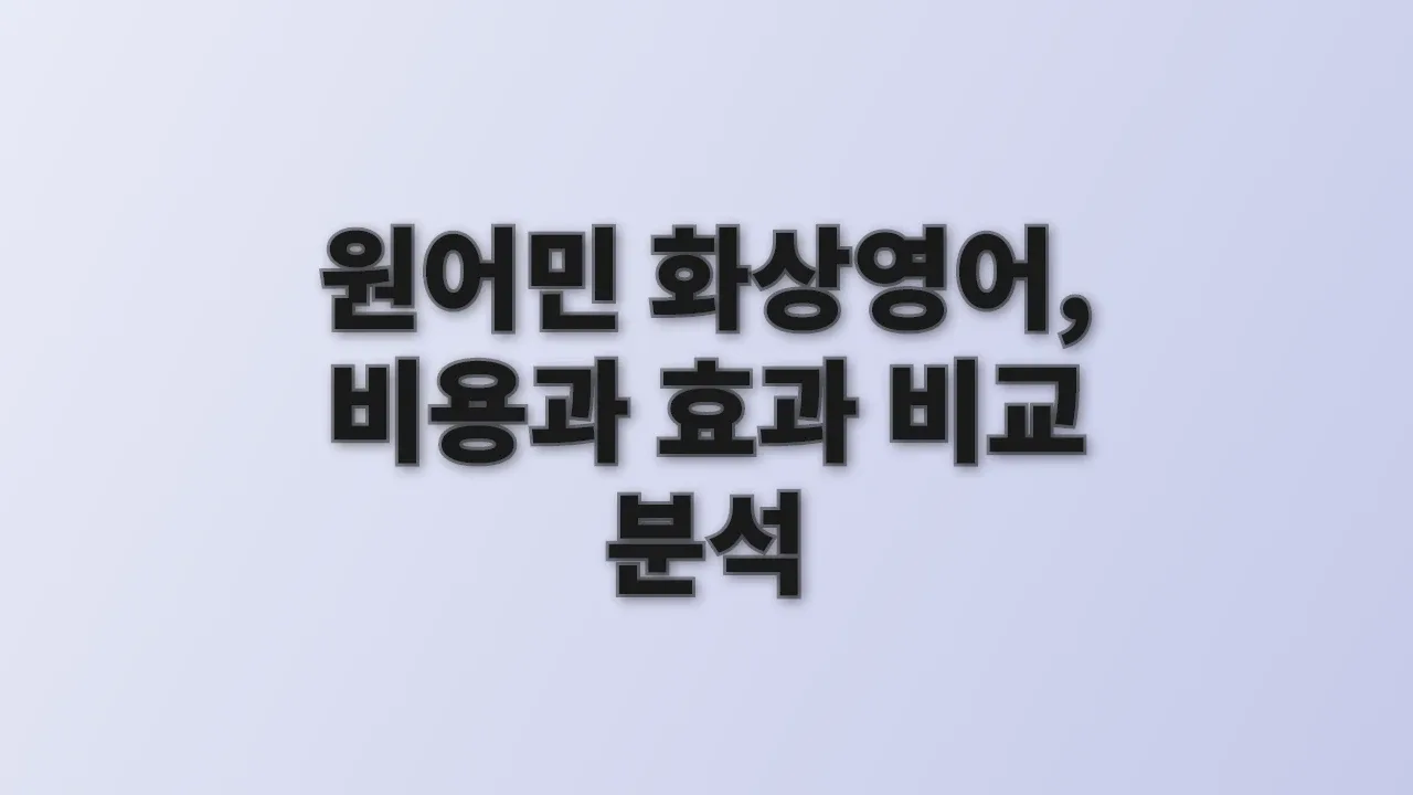 원어민 화상영어, 비용과 효과 비교 분석